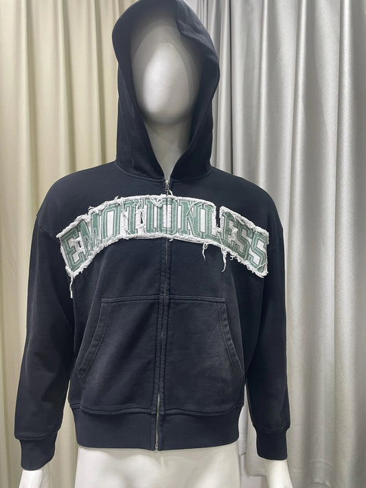Black Emotionless Zip Up