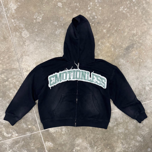Black Emotionless Zip Up