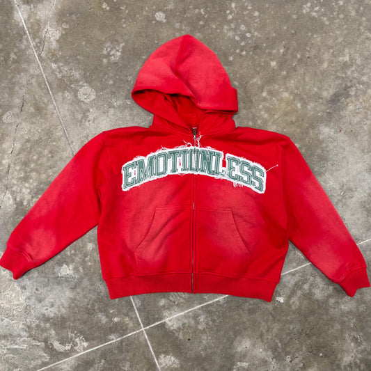 Red Emotionless Zip Up