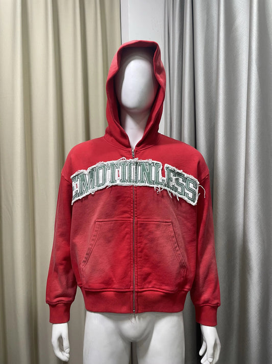 Red Emotionless Zip Up